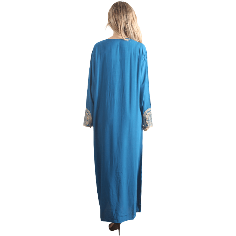 Caftano a maniche lunghe in rayon da donna blu