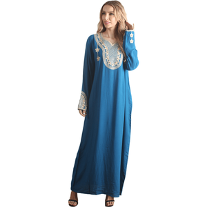 Caftano a maniche lunghe in rayon da donna blu